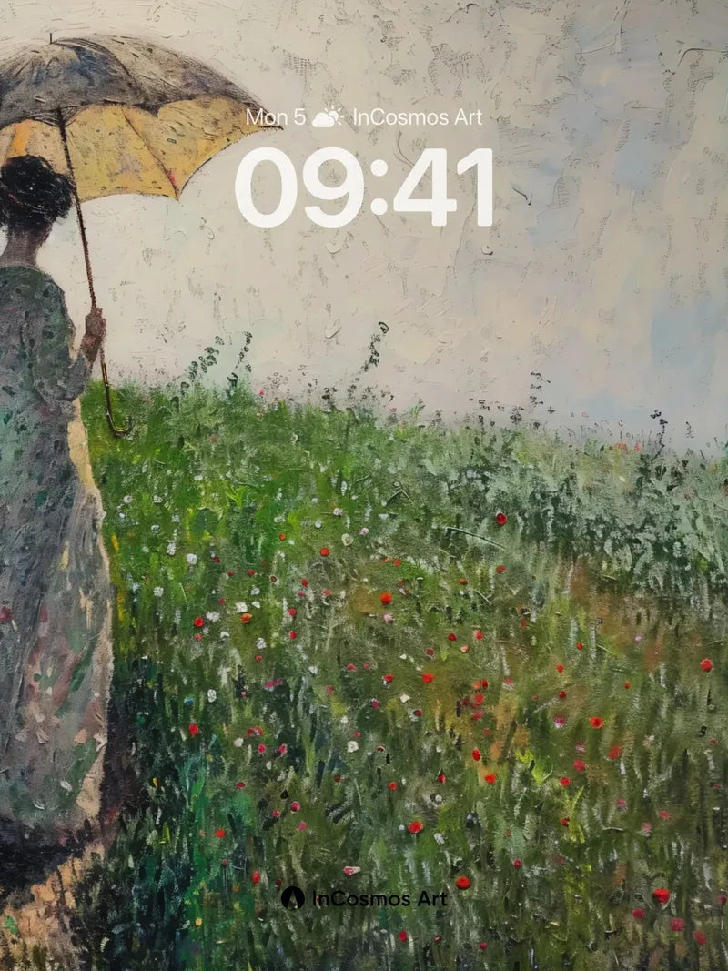 Whispering Meadow Wallpaper with Sunlit Umbrella