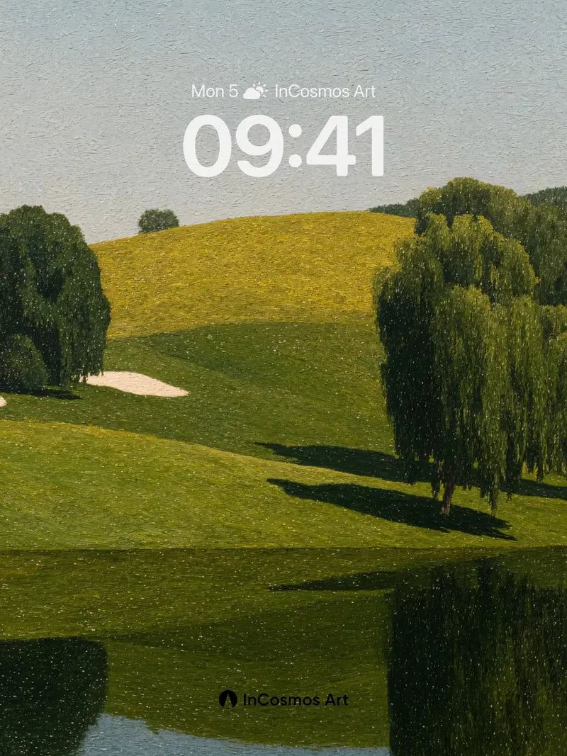 Serenity Grove Wallpaper with Mirror Water