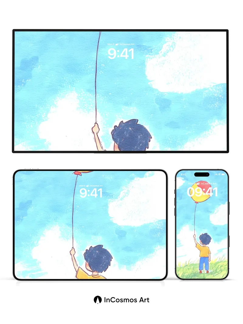 Whispering Sky Wallpaper with Floating Balloon