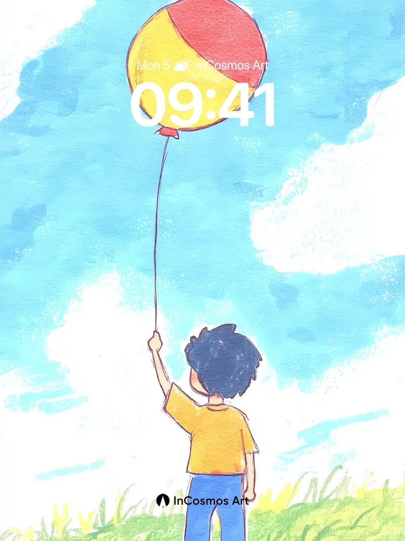 Whispering Sky Wallpaper with Floating Balloon
