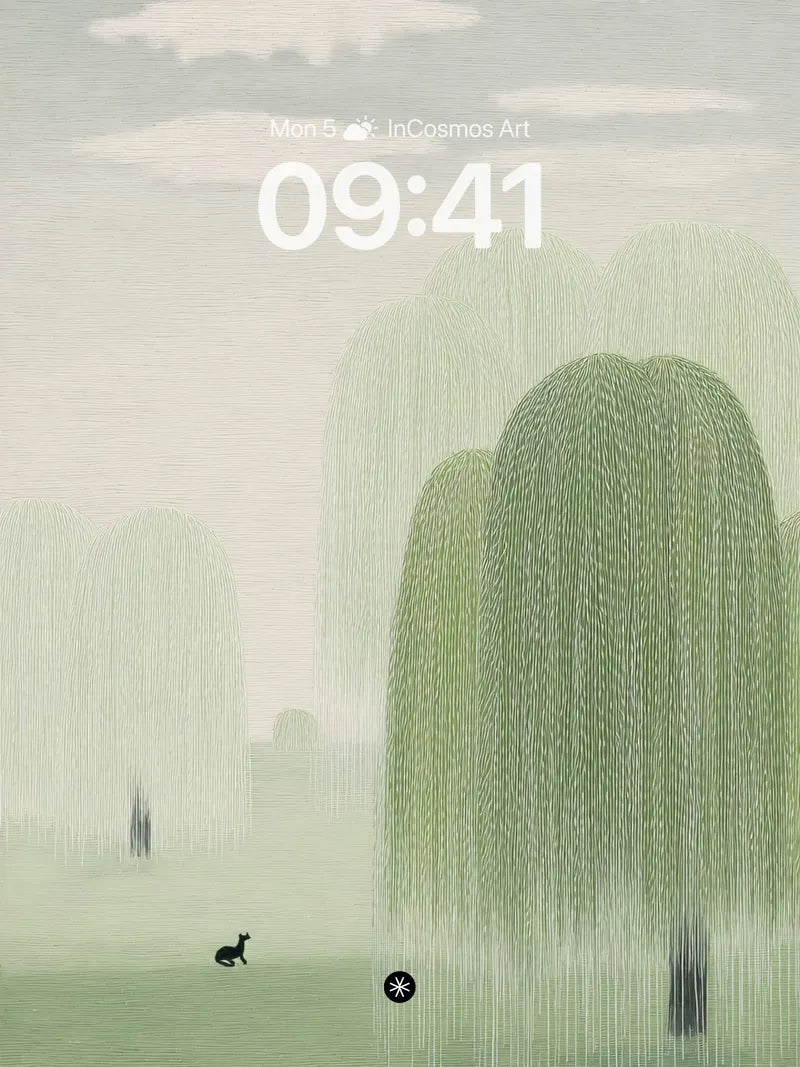 Serene Willow Mist Wallpaper in Soft Green