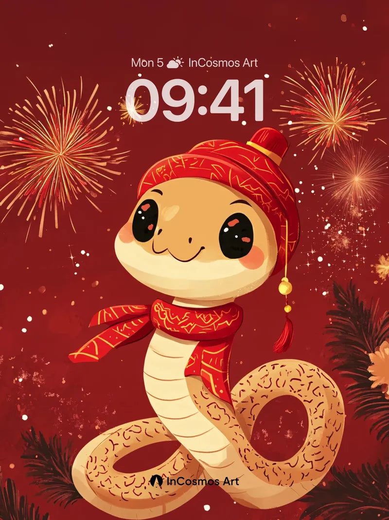 Crimson Firework Wallpaper with Snake Charm wallpaper for iPhone, iPad & Mac
