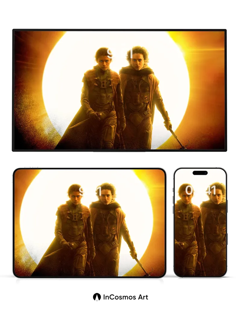 Solar Eclipse Warrior Wallpaper with Golden Veil