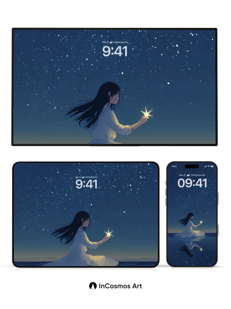 Stellar Reverie Wallpaper with Floating Light