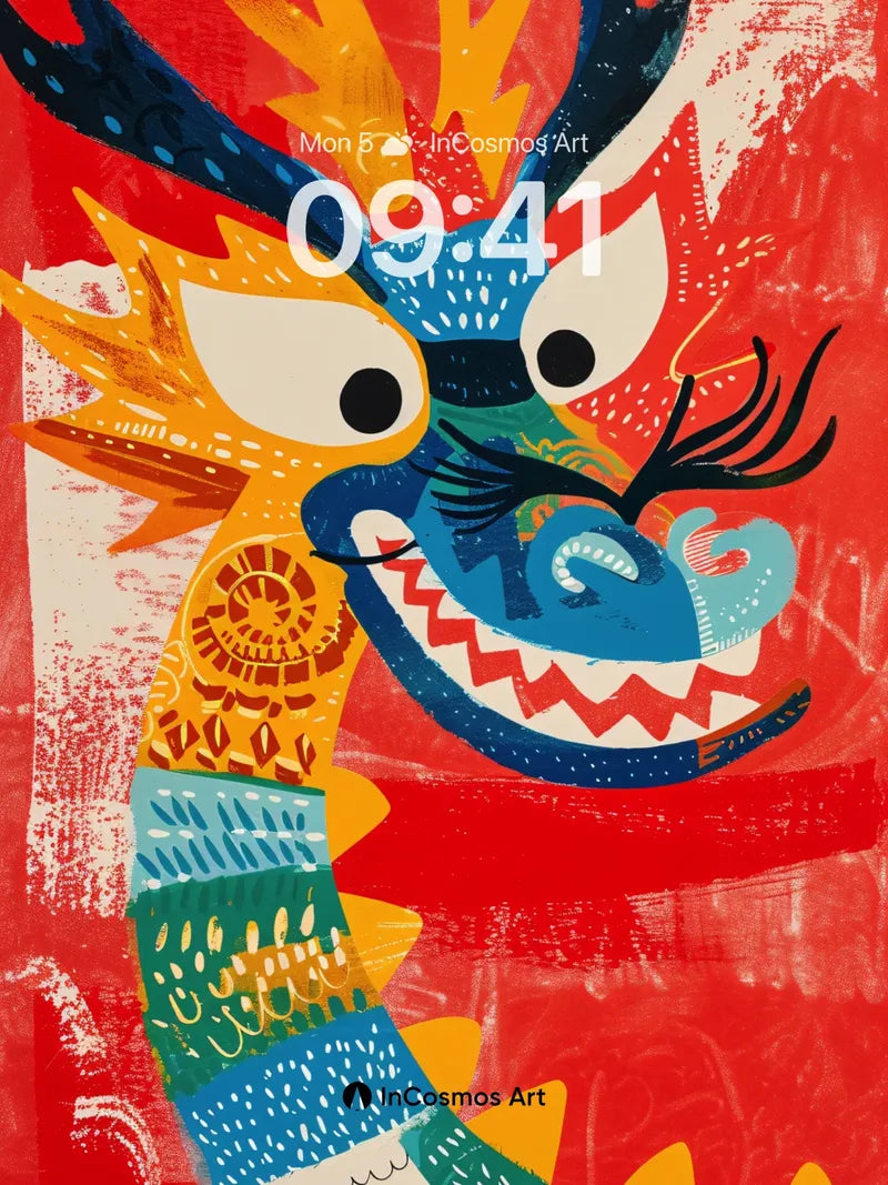 Fiery Dragon Wallpaper with Tribal Patterns wallpaper for iPhone, iPad & Mac