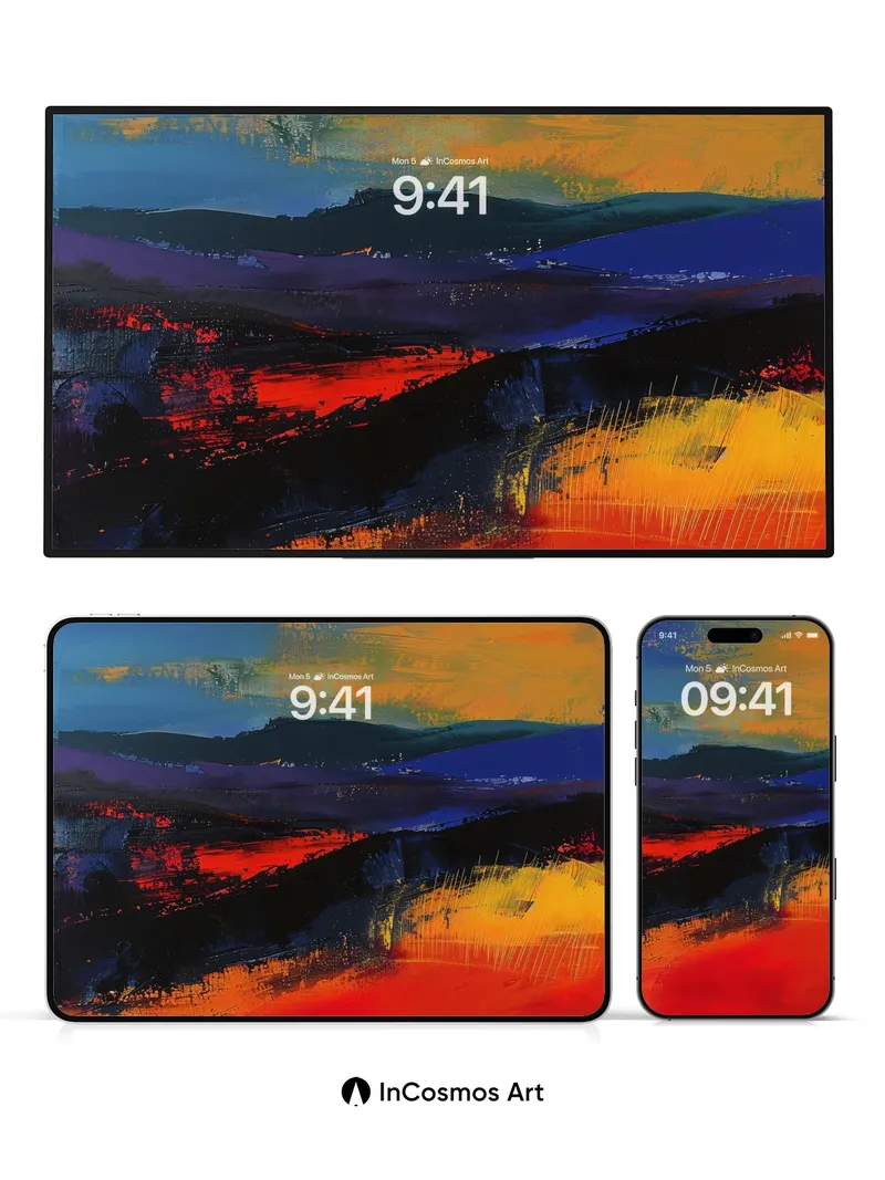 Crimson Horizon Wallpaper with Electric Brushstrokes