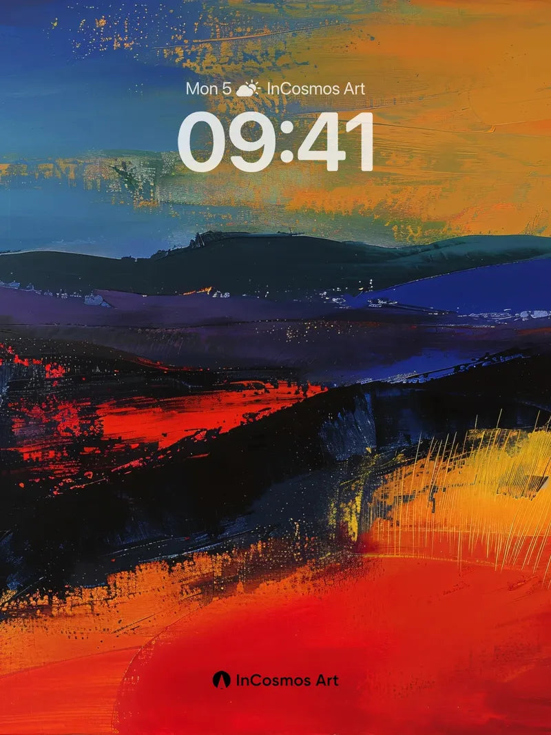 Crimson Horizon Wallpaper with Electric Brushstrokes