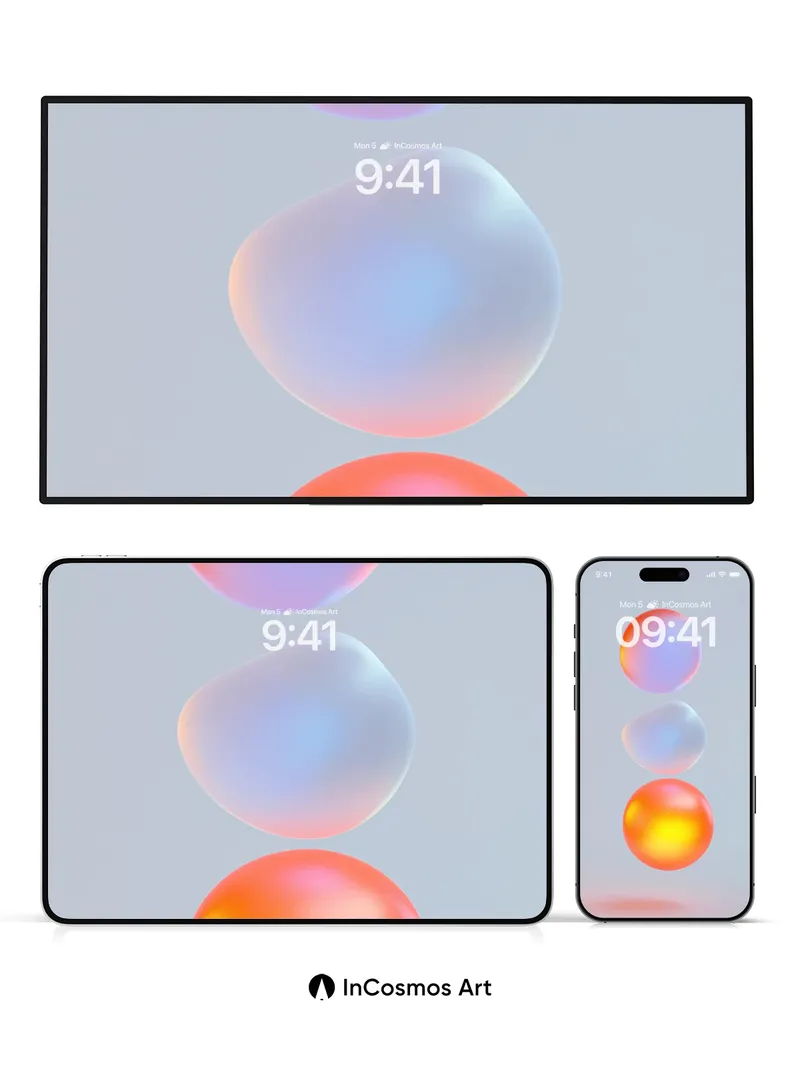 Floating Chroma Wallpaper with Soft Light Veils