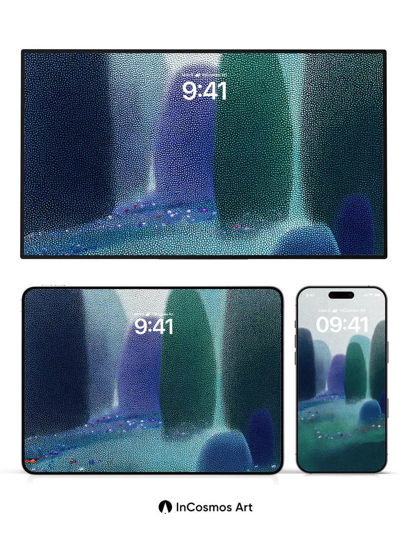 Misty Grove Wallpaper with Floating Petals