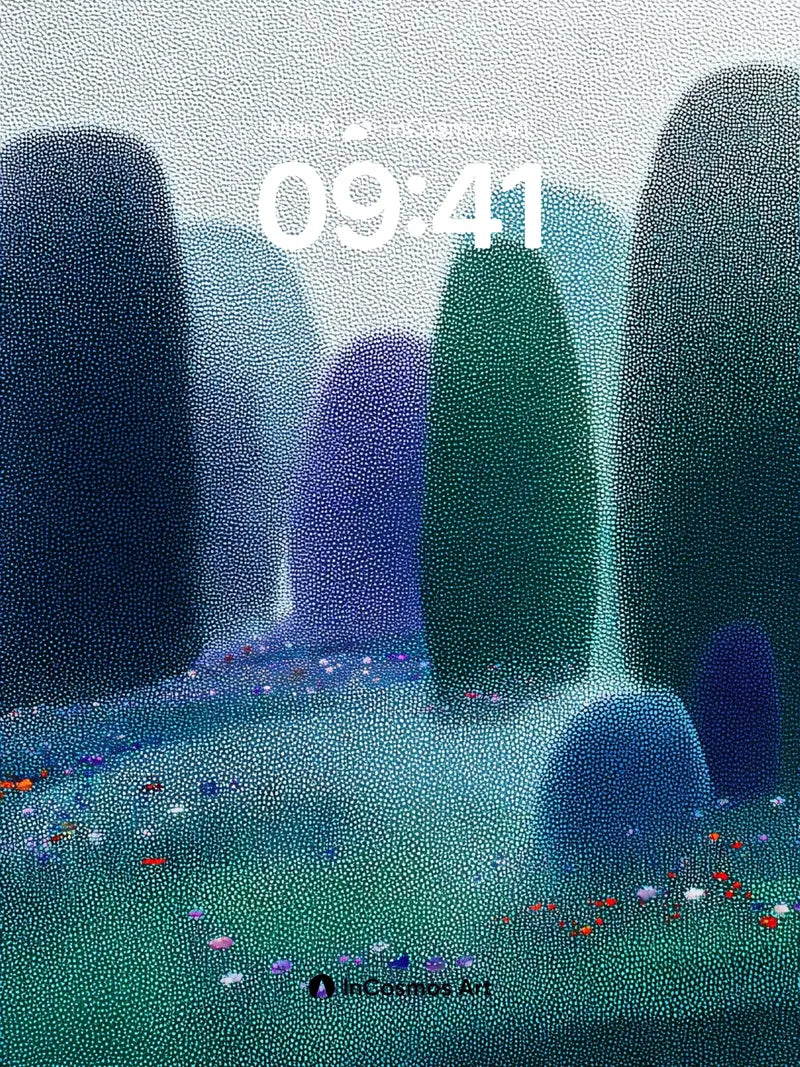 Misty Grove Wallpaper with Floating Petals