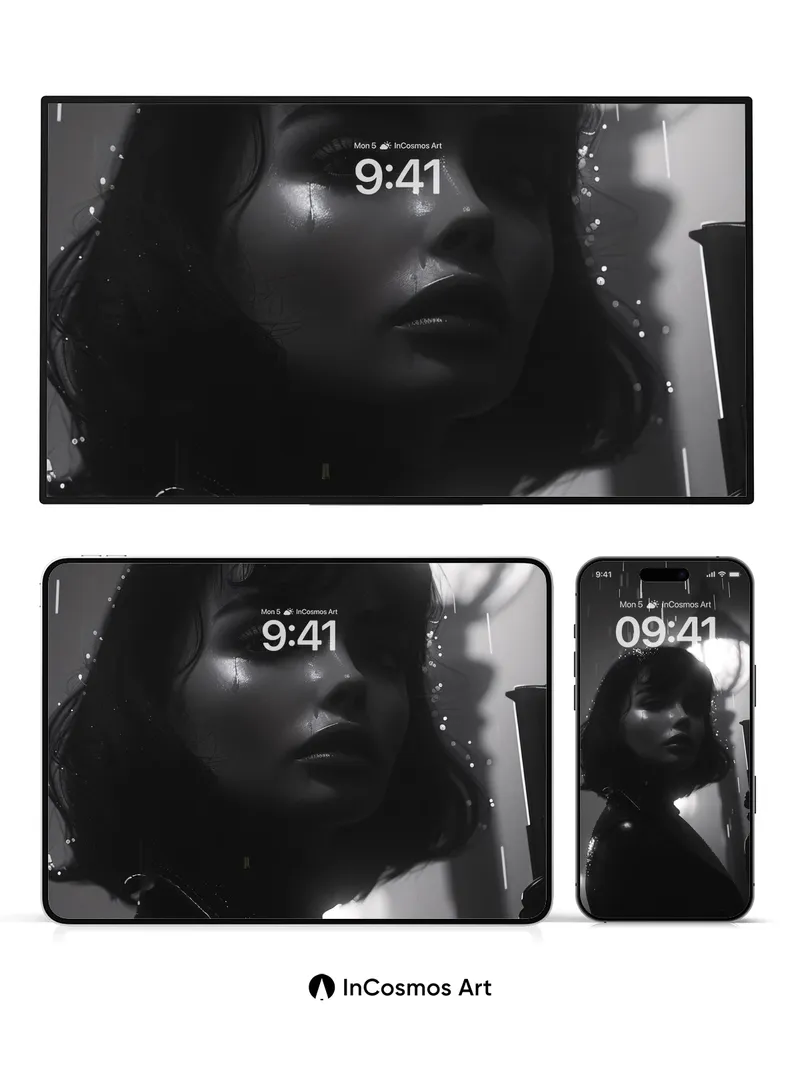 Rain-etched Noir Wallpaper with Lamplight Echo