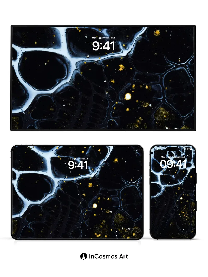 Cosmic Veil Wallpaper with Golden Sparks