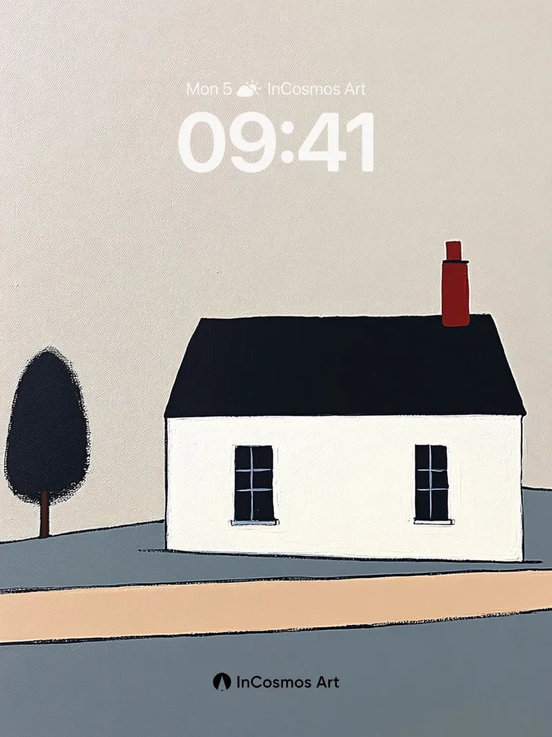 Stillness House Wallpaper with Crimson Chimney