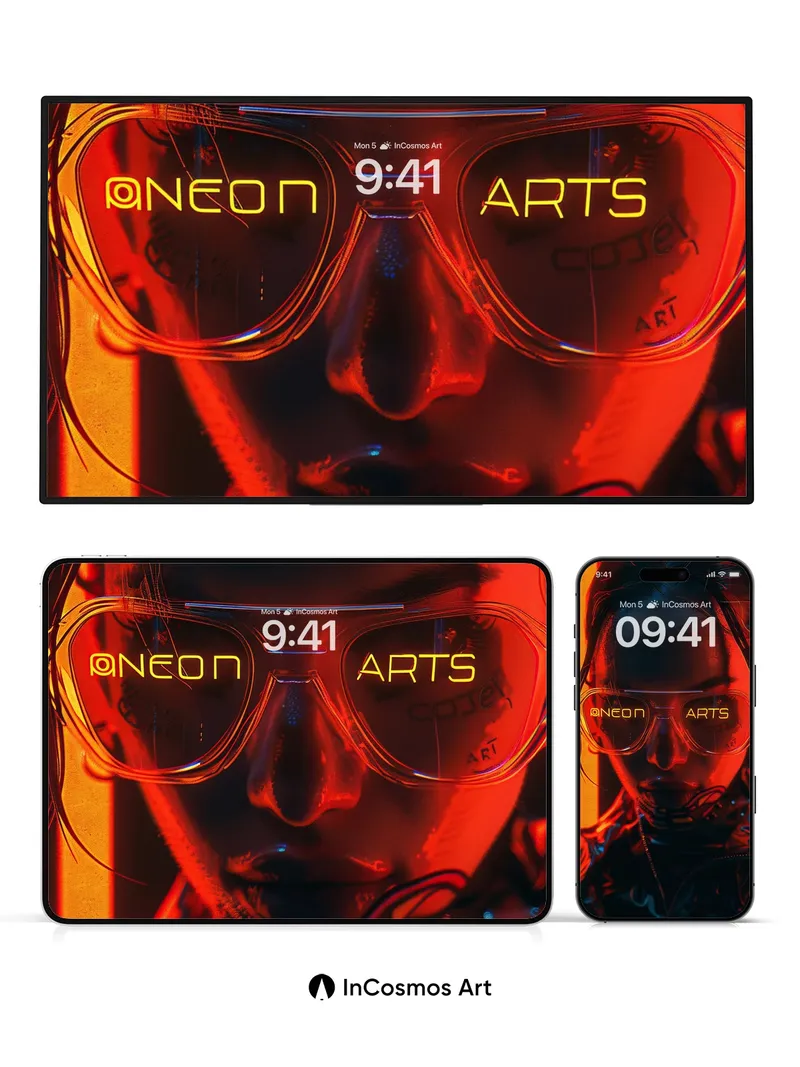 Neon Pulse Wallpaper with Glowing Lens