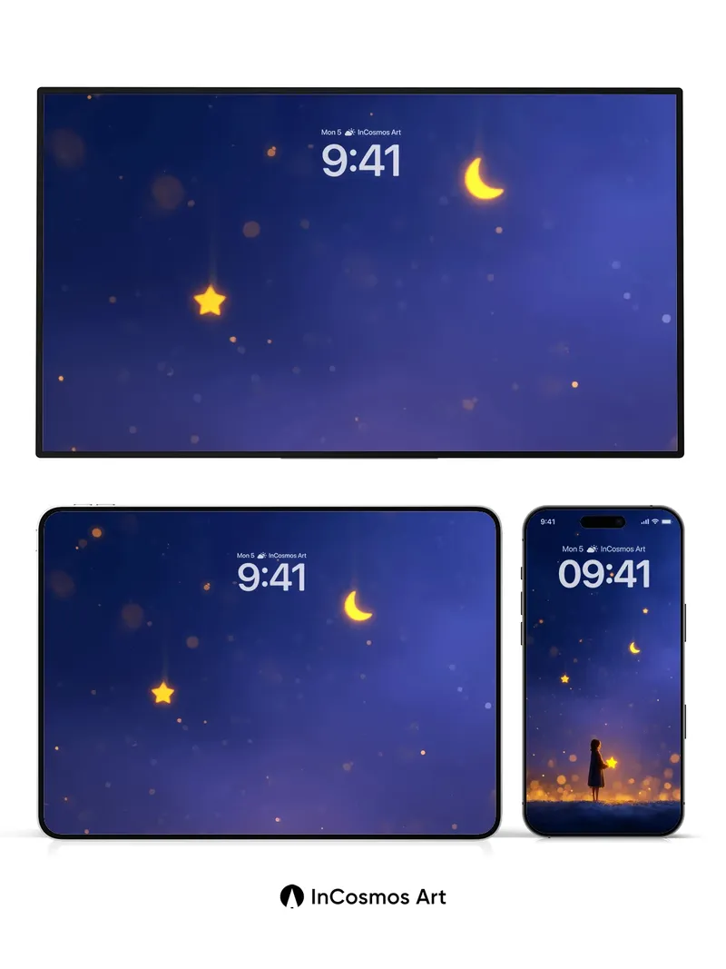 Stellar Whisper Wallpaper with Floating Light