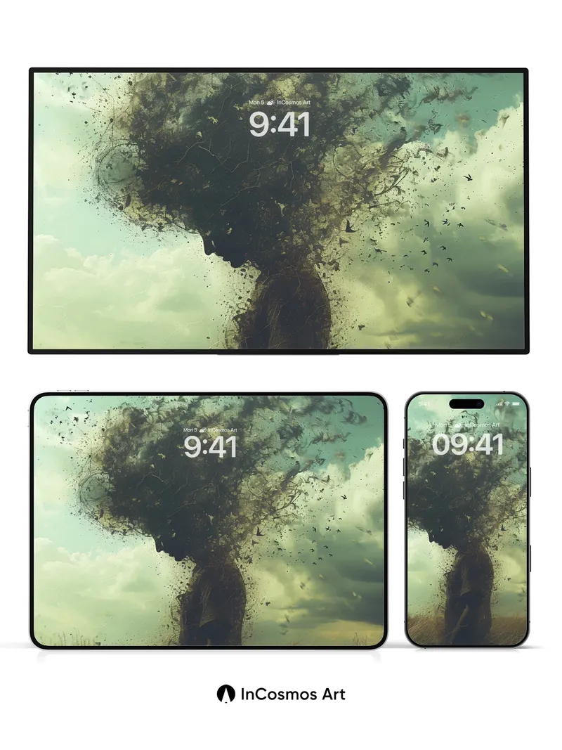 Dissolving Silhouette Wallpaper with Whispers of Wind