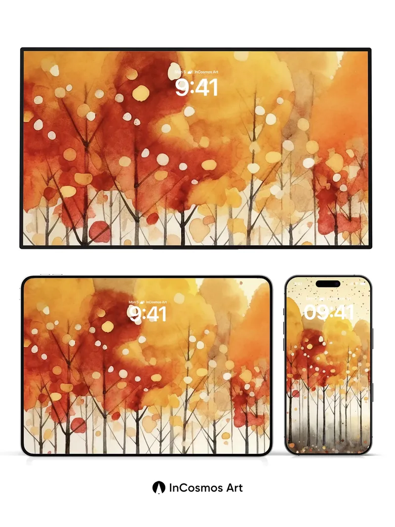 Autumn Hush Wallpaper with Floating Light