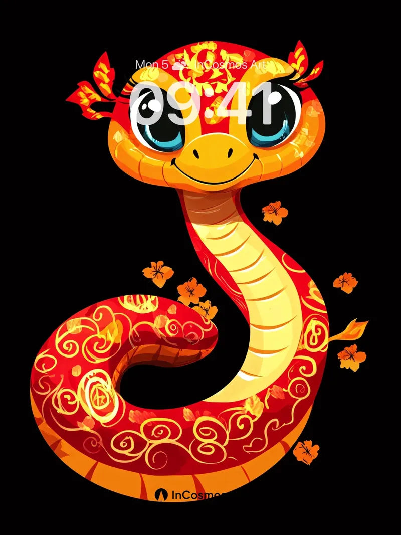 Playful Serpent Wallpaper with Floral Whispers wallpaper for iPhone, iPad & Mac