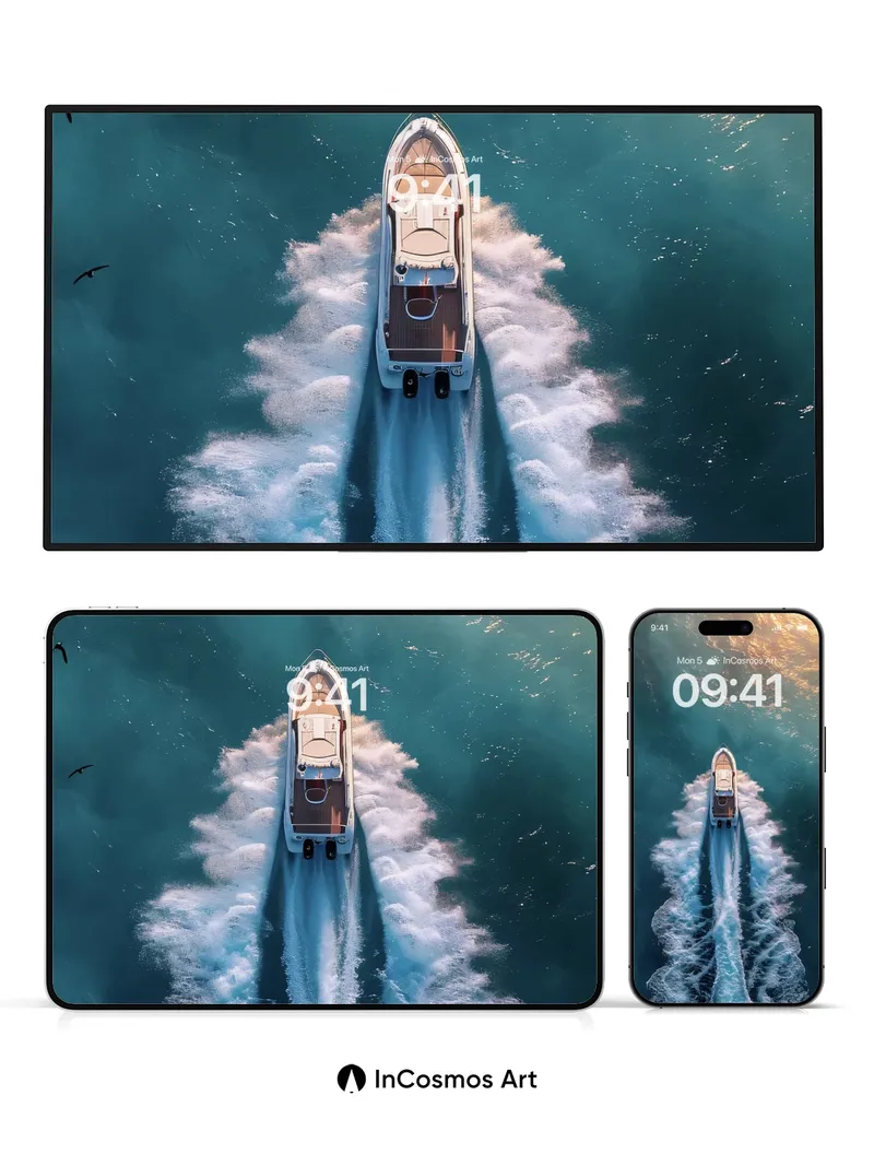 Cerulean Drift Wallpaper with Sunlit Trails