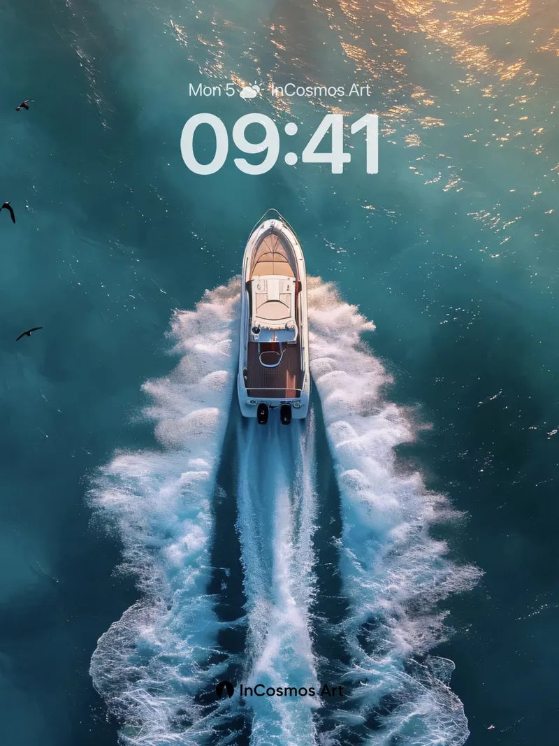 Cerulean Drift Wallpaper with Sunlit Trails