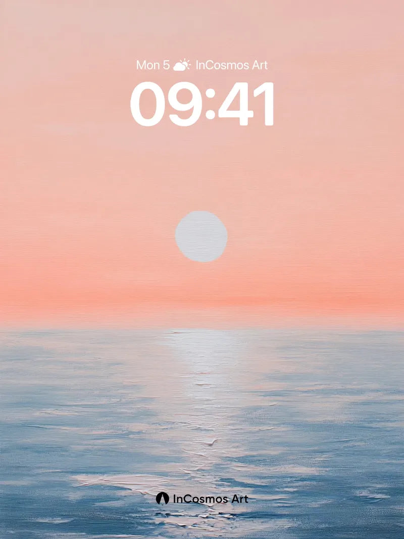 Serene Horizon Wallpaper with Soft Sun Disc