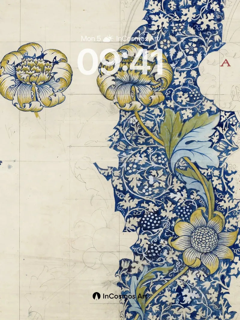 Cobalt Bloom Wallpaper with Golden Petals wallpaper for iPhone, iPad & Mac
