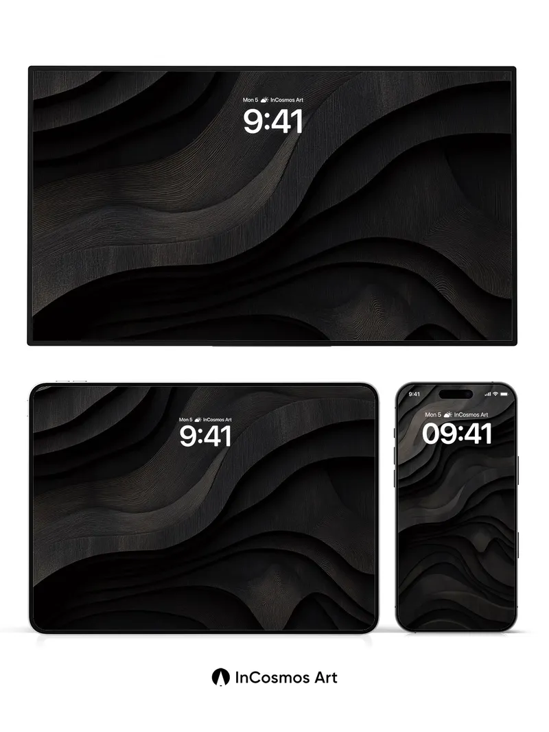 Shadowed Waves Wallpaper with Wood Grain Pulse