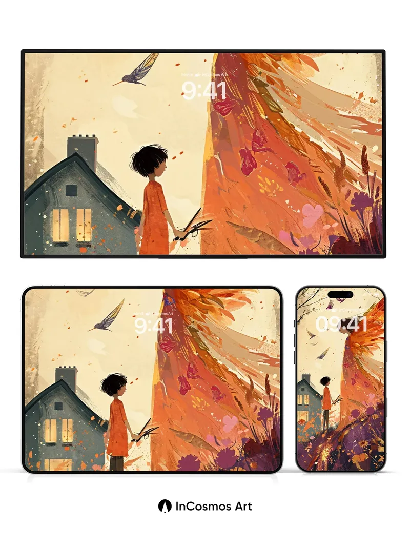 Autumn Whispers Wallpaper with Feathered Light