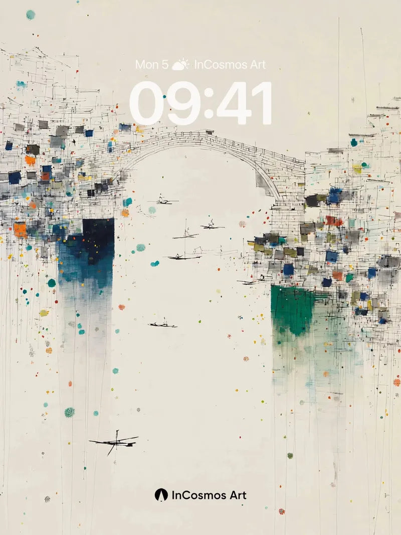 Serene Archway Wallpaper with Floating Dots