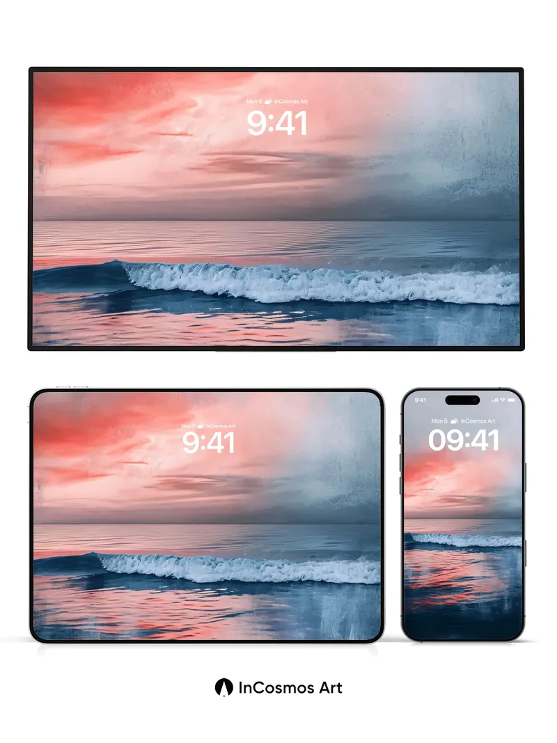 Crimson Horizon Wallpaper with Liquid Reflections