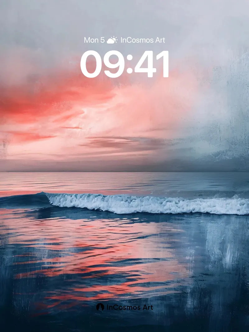 Crimson Horizon Wallpaper with Liquid Reflections