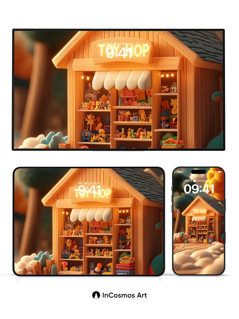 Playful Whimsy Wallpaper with Toy Shop Glow