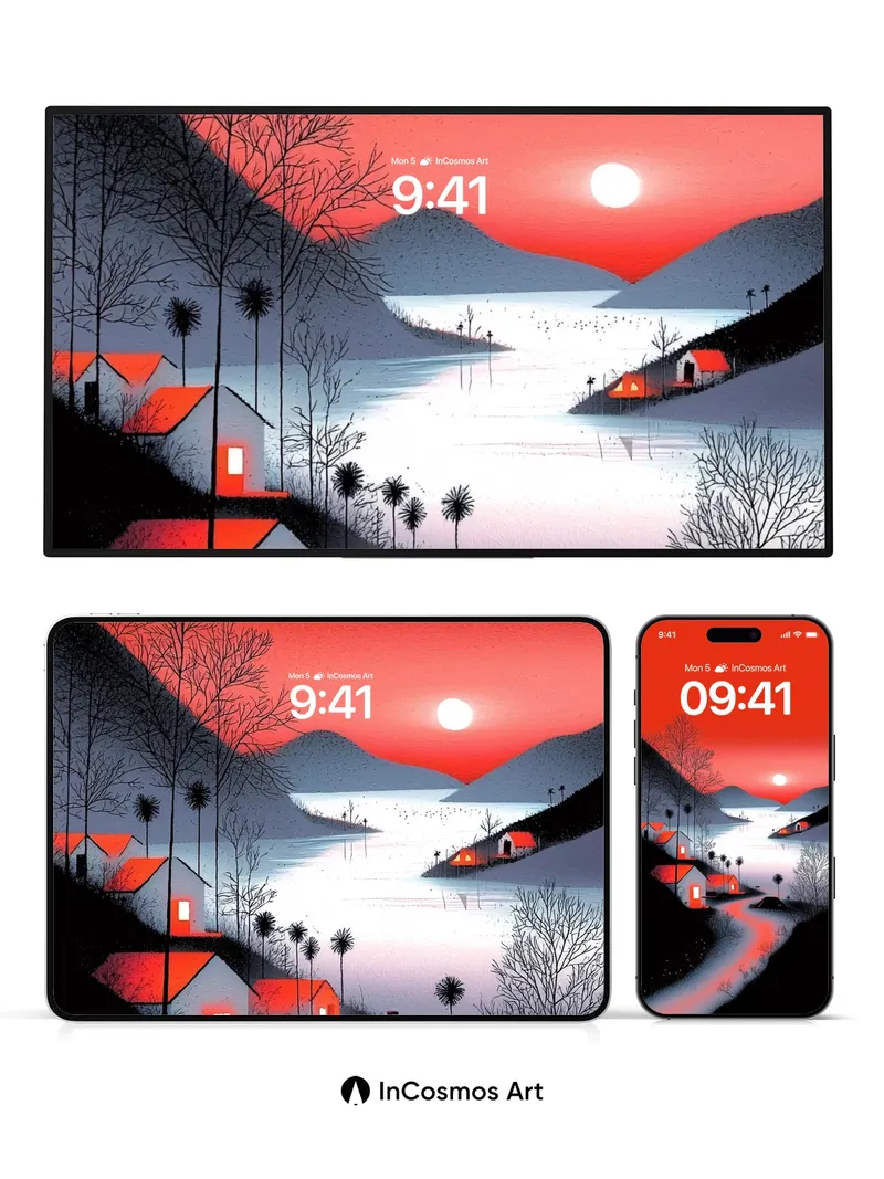 Crimson Hush Wallpaper with Frozen Light