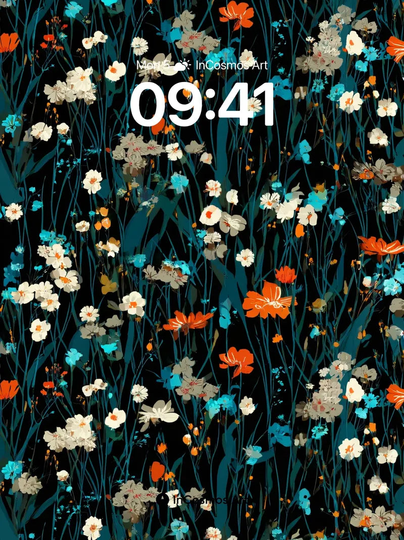 Nocturnal Bloom Wallpaper with Whispering Stems