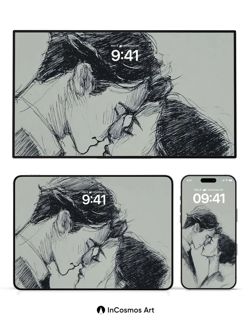 Whispering Lines Wallpaper with Ink Breath