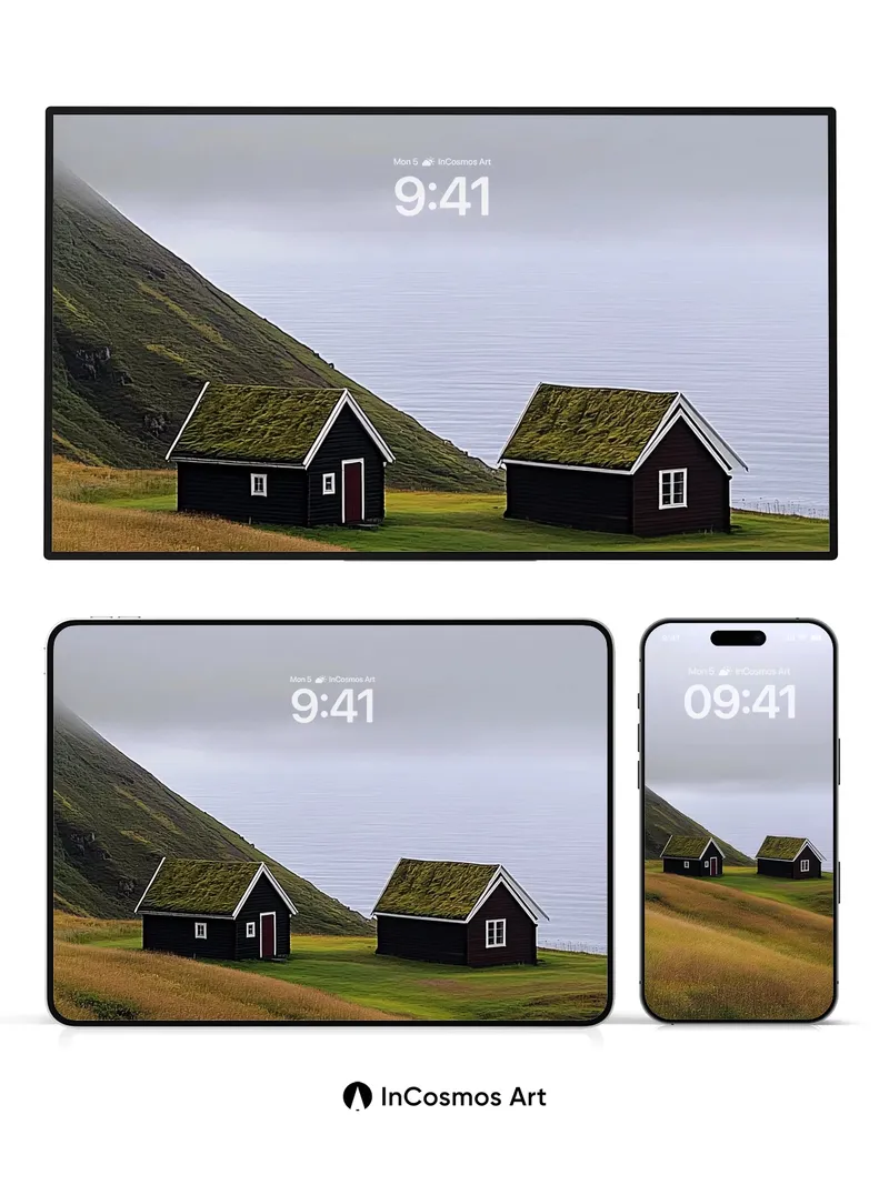 Moss-Covered Serenity Wallpaper with Coastal Hush