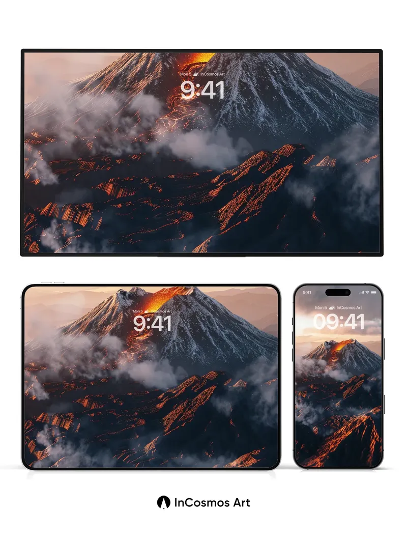 Volcanic Ember Wallpaper with Ashen Veils