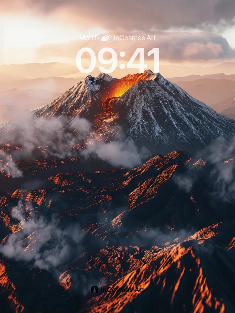 Volcanic Ember Wallpaper with Ashen Veils