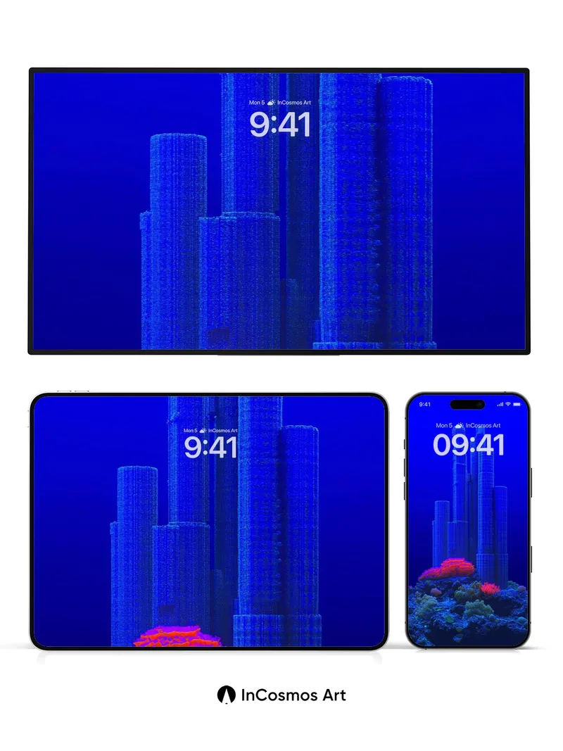 Neon Abyss Wallpaper with Coral Towers