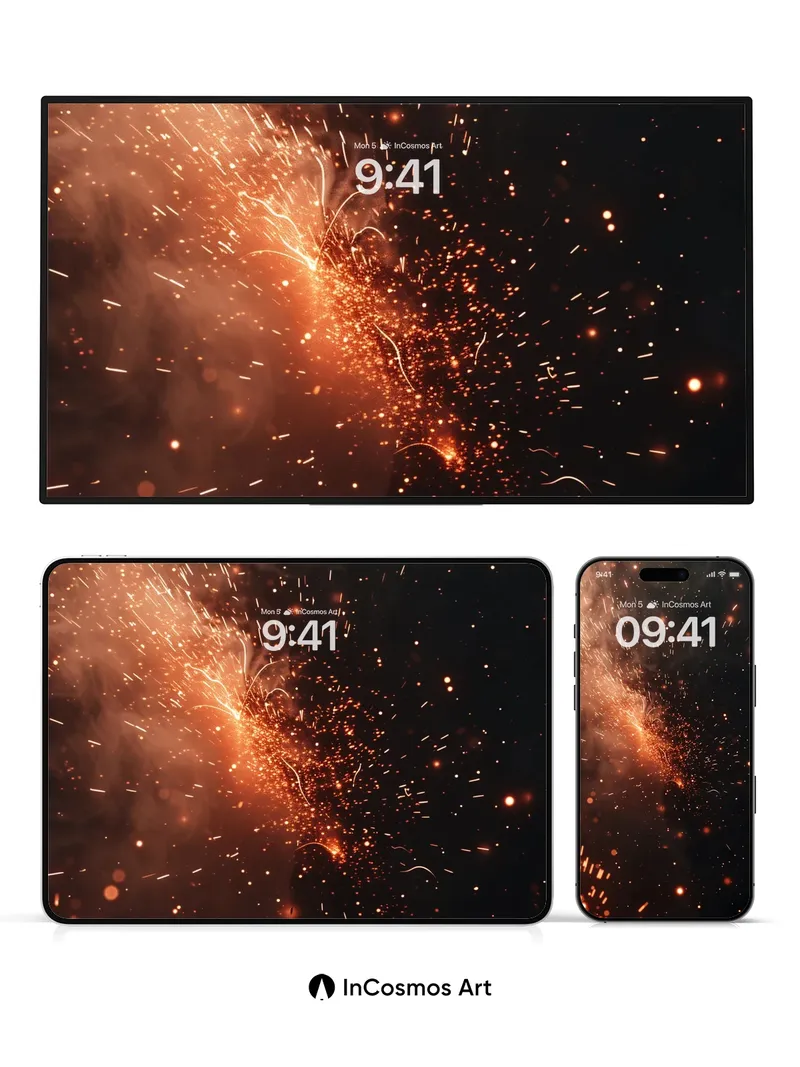 Ember Storm Wallpaper with Cosmic Drift