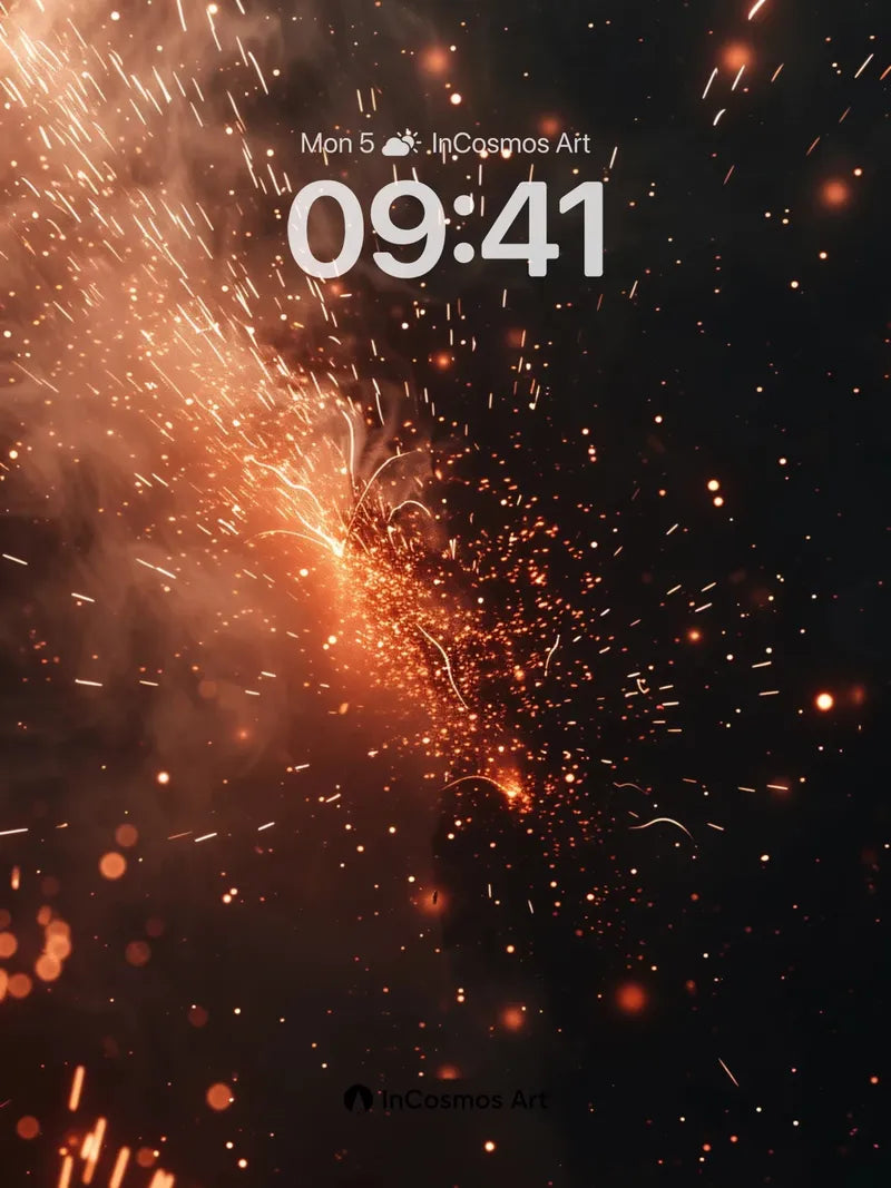 Ember Storm Wallpaper with Cosmic Drift