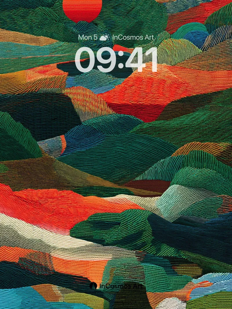 Crimson Horizon Wallpaper with Embroidered Depth