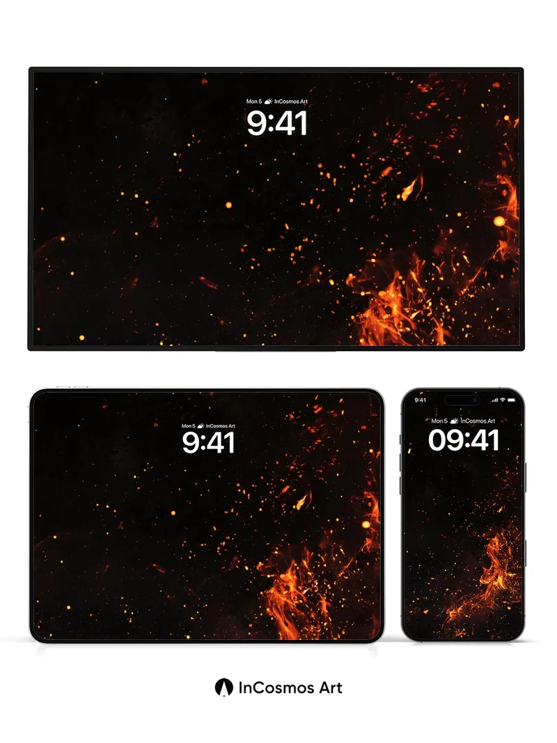 Ember Veil Wallpaper with Dancing Flames