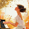 Autumn Whispers Wallpaper with Piano Bloom wallpaper for iPhone, iPad & Mac