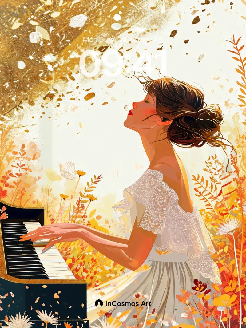 Autumn Whispers Wallpaper with Piano Bloom