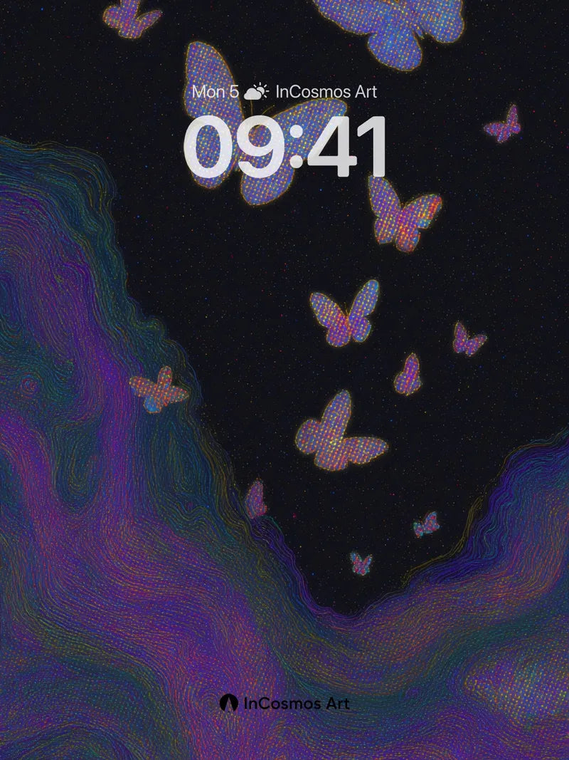 Cosmic Flutter Wallpaper with Iridescent Wings