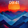 Crimson Horizon Wallpaper with Geometric Peaks wallpaper for iPhone, iPad & Mac