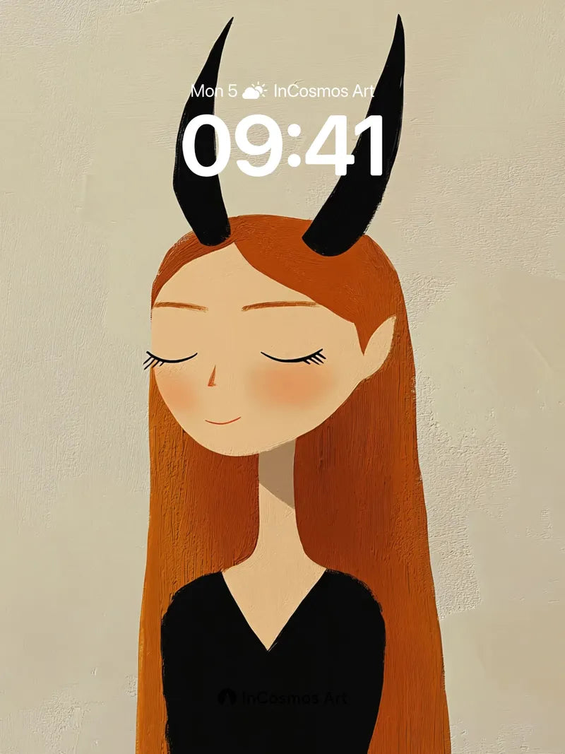 Serenity Horned Portrait Wallpaper with Velvet Texture