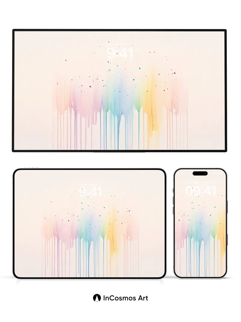 Spectral Drip Wallpaper with Floating Hues