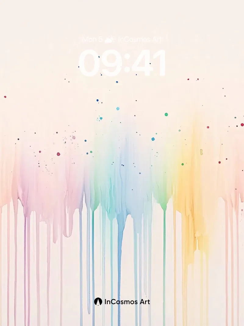 Spectral Drip Wallpaper with Floating Hues